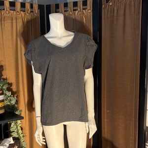 Women's Short Sleeve V-Neck Tee in Charcoal Gray